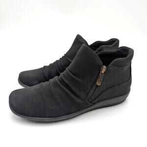 Easy Spirit Aleta Ruched Ankle Bootie Side Zip Women's Black Size US8M EU38